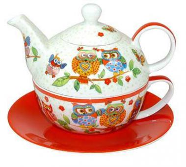 Tea for One-Set Eulenfamilie 
