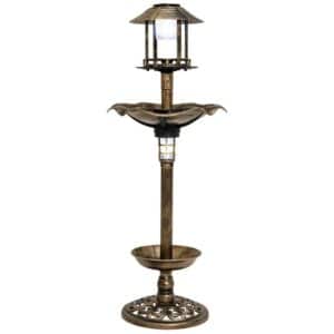 Costway Vogeltränke mit Solarleuchte Bronze 43 x 110 cm