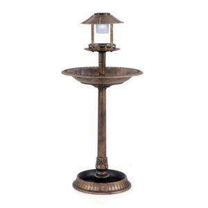 Costway Vogeltränke mit Solarleuchte Bronze 50 x 107 cm