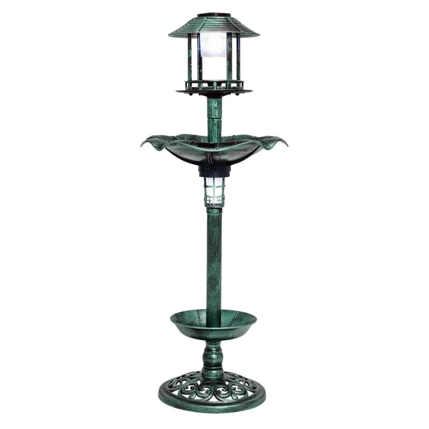 Costway Vogeltränke mit Solarleuchte Grün 43 x 110 cm