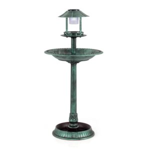 Costway Vogeltränke mit Solarleuchte Grün 50 x 107 cm