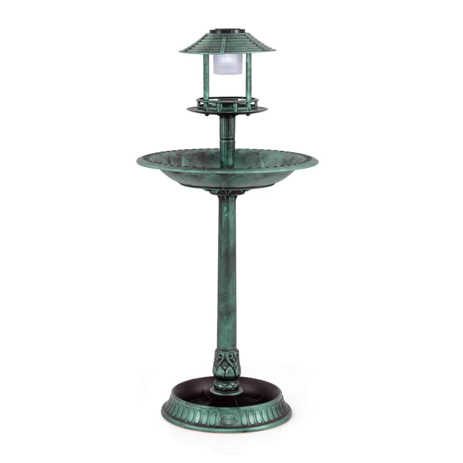 Costway Vogeltränke mit Solarleuchte Grün 50 x 107 cm