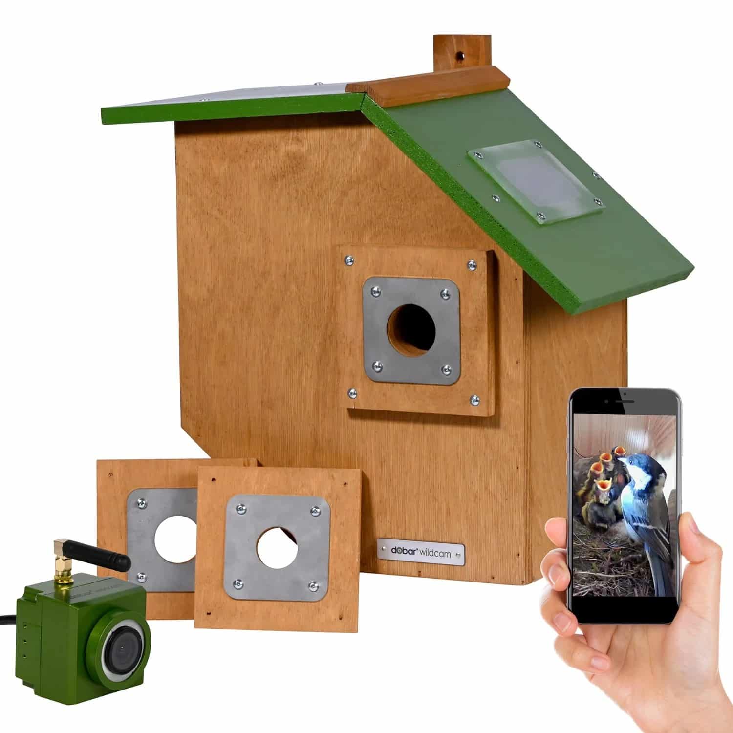 Dobar Holz-Nistkasten Flachdach inkl. HD-WiFi-Kamera und App FSC®