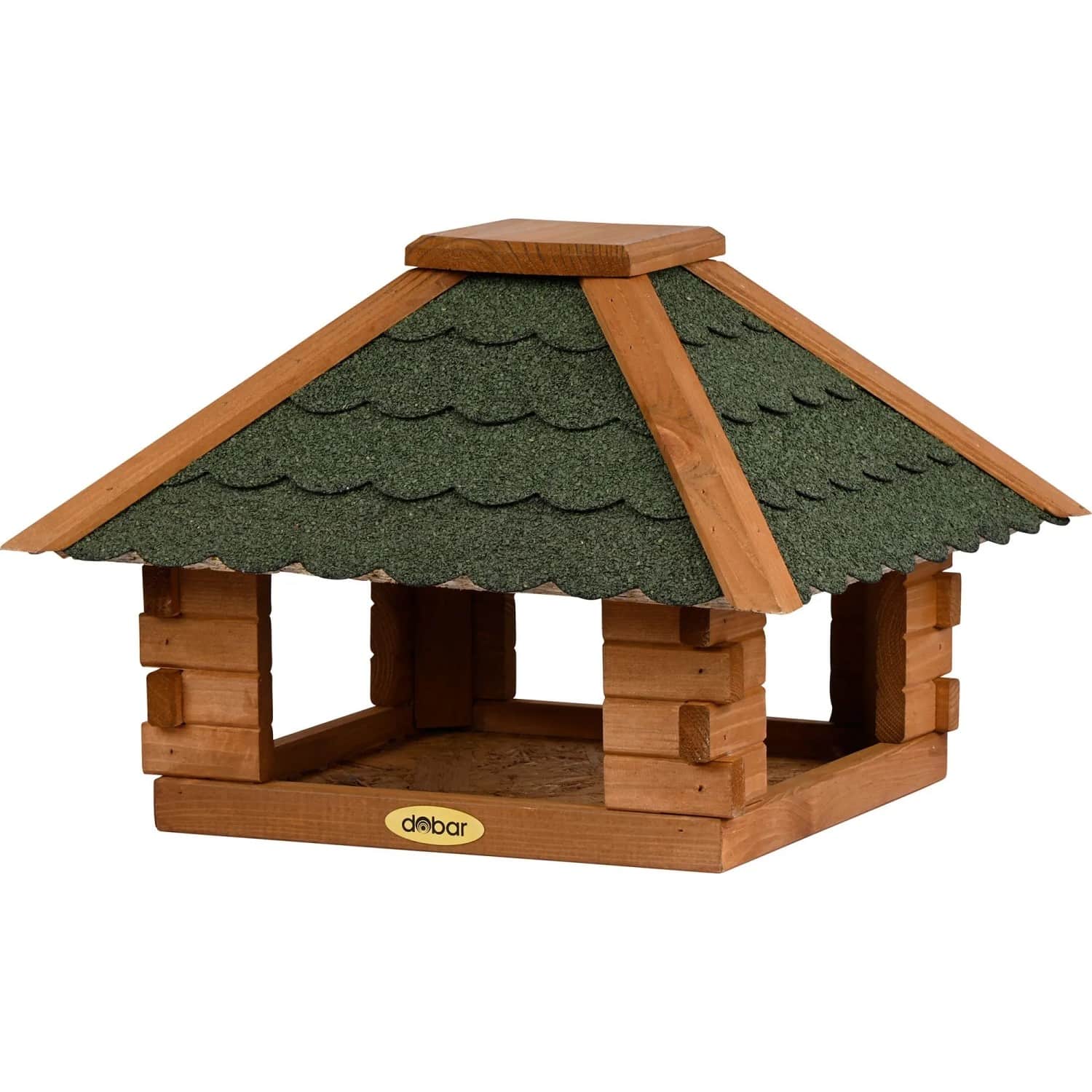 Dobar Vogelhaus Blockhaus Viereckig mit Bitumendach 37 cm x 37 cm x 26 cm FSC®