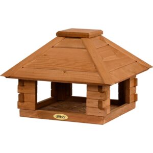 Dobar Vogelhaus Blockhaus Viereckig mit Holzdach 37 cm x 37 cm x 26 cm FSC®