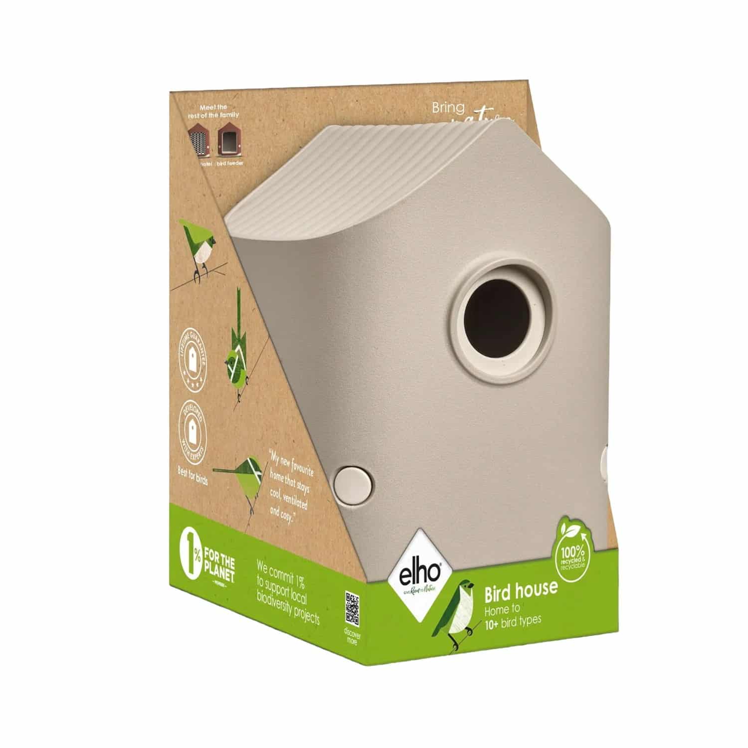 Elho Vogelhaus Cosy 18 cm Beige-Weiß
