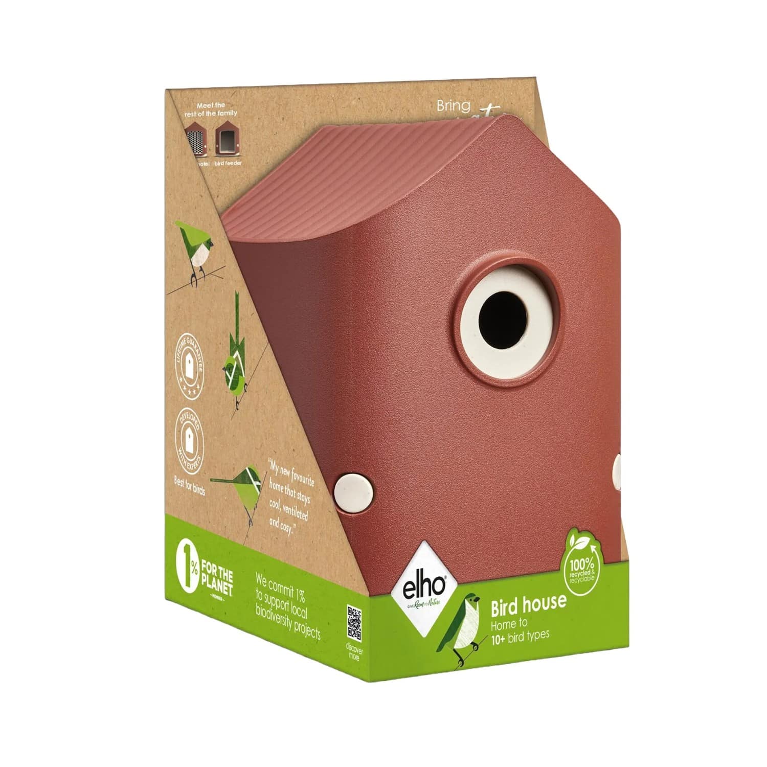 Elho Vogelhaus Cosy 18 cm Rot-Weiß
