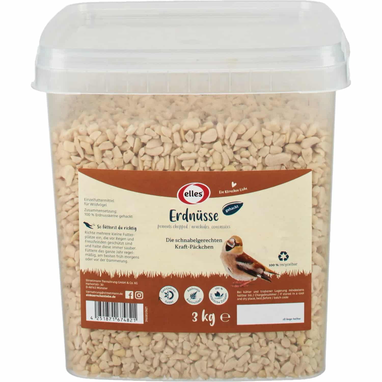 Elles Wildvogelfutter Erdnüsse Gehackt 3 kg