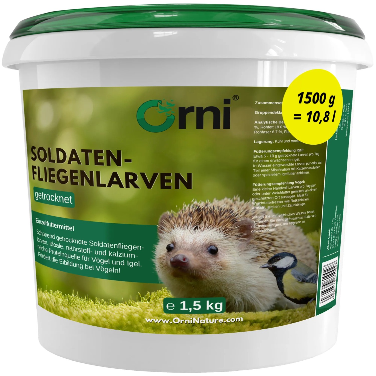 Orni Soldatenfliegenlarven Insektenfutter ohne Zusatzstoffe