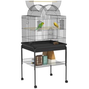 PawHut Vogelkäfig Stahl Kunststoff Schwarz 63L x 53B x 144H cm