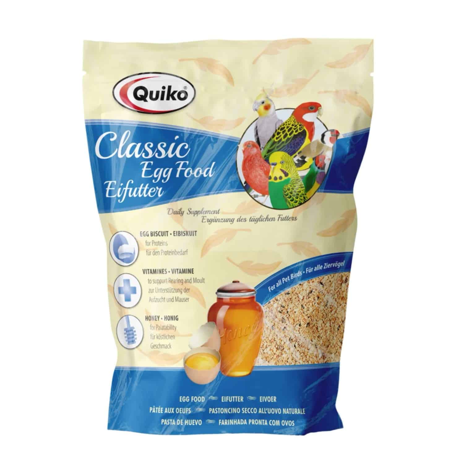 Quiko Kraft- und Aufzuchtfutter Classic Eifutter für alle Ziervogelarten 125 g