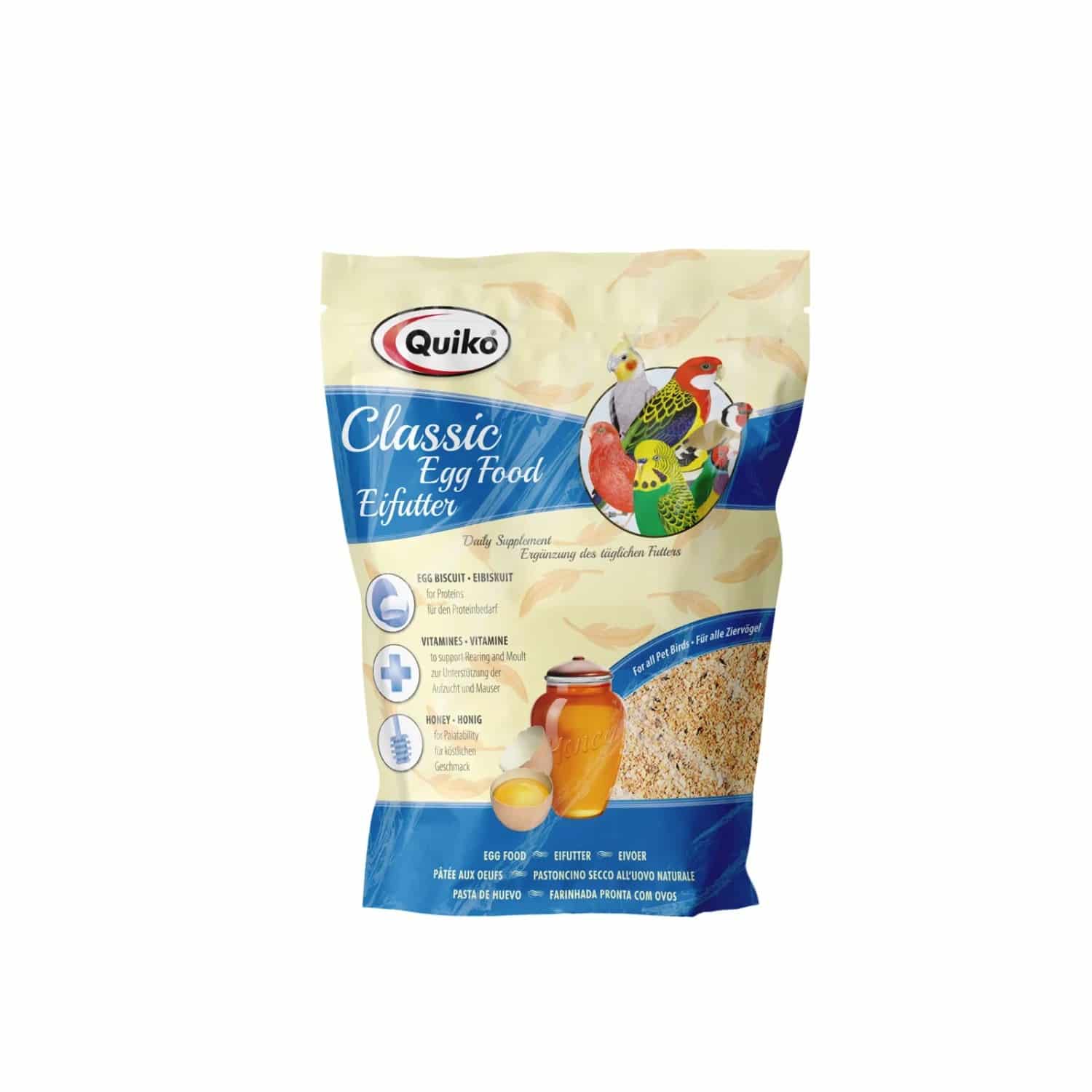 Quiko Kraft- und Aufzuchtfutter Classic Eifutter für alle Ziervogelarten 500 g