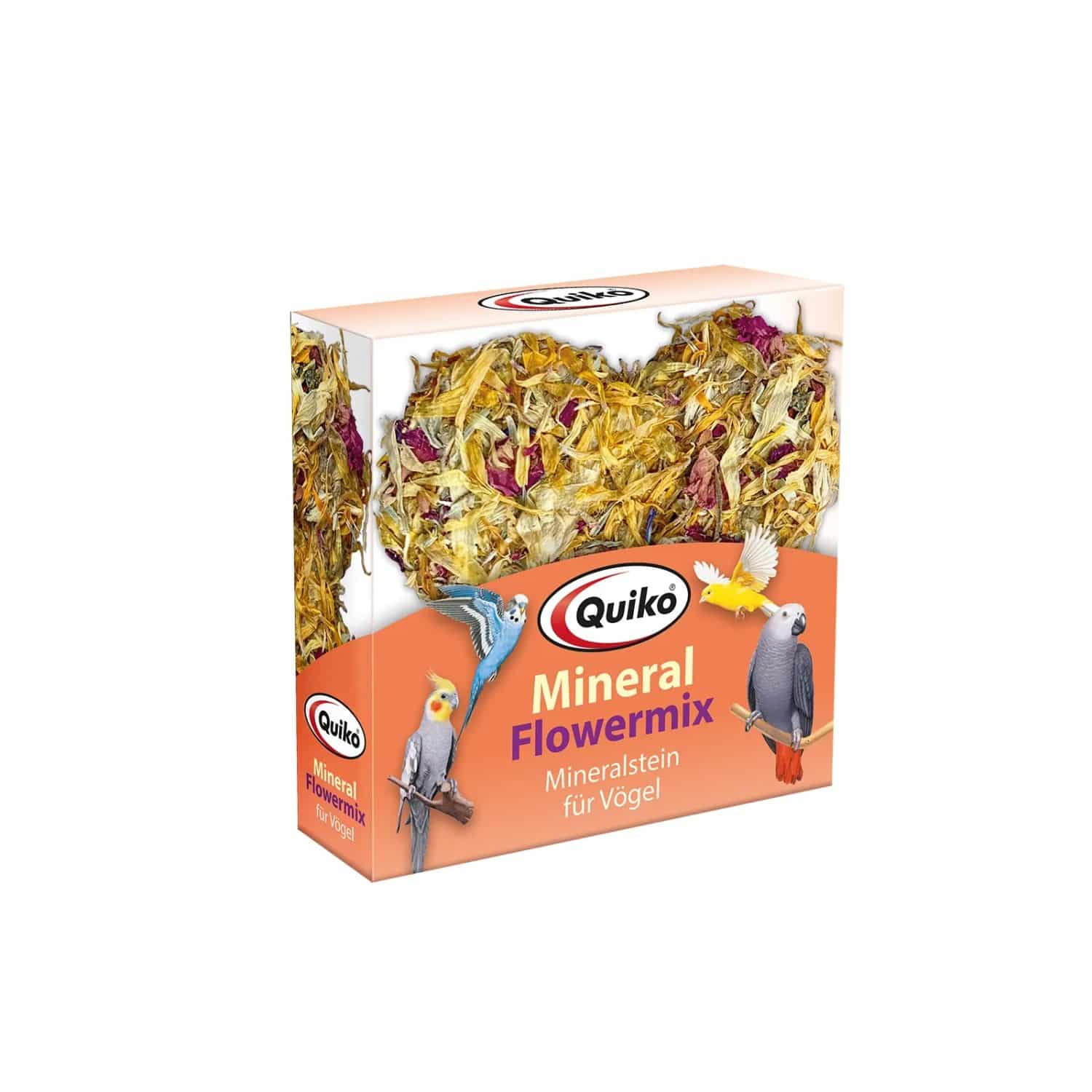 Quiko Mineral Flowermix Pickstein für Ziervögel mit Blüten und Getreide 90 g