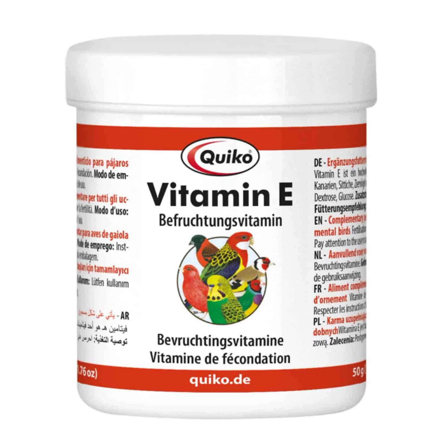 Quiko Vitamin E Ergänzungsfutter für Kanarien Sittiche und Ziervögel 50 g