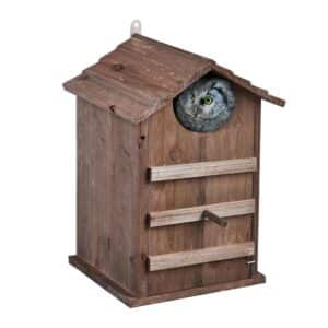 Relaxdays Eulen Nistkasten Tannenholz Braun Aufklappbar Wetterbeständig 38