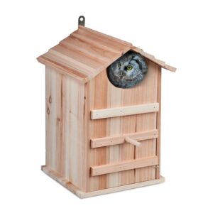 Relaxdays Eulen Nistkasten Tannenholz Natur Wetterbeständig Aufklappbar 38