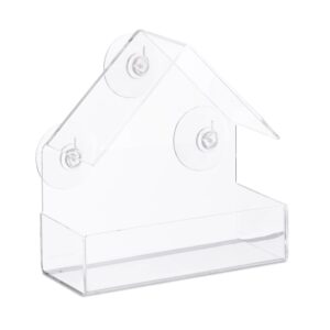 Relaxdays Fenster Vogelfutterhaus Acrylglas PVC Transparent Mit Saugnäpfen 15 cm x 15 cm x 7 cm