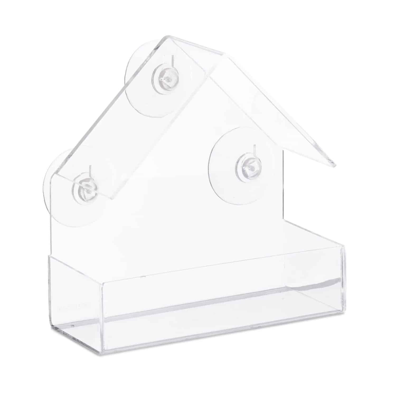 Relaxdays Fenster Vogelfutterhaus Acrylglas PVC Transparent Mit Saugnäpfen 15 cm x 15 cm x 7 cm