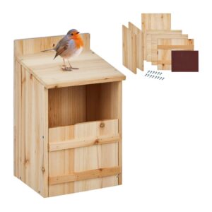 Relaxdays Nistkasten Bausatz Tannenholz Natur Mit Türverriegelung 36 cm x 22 cm x 21 cm 1