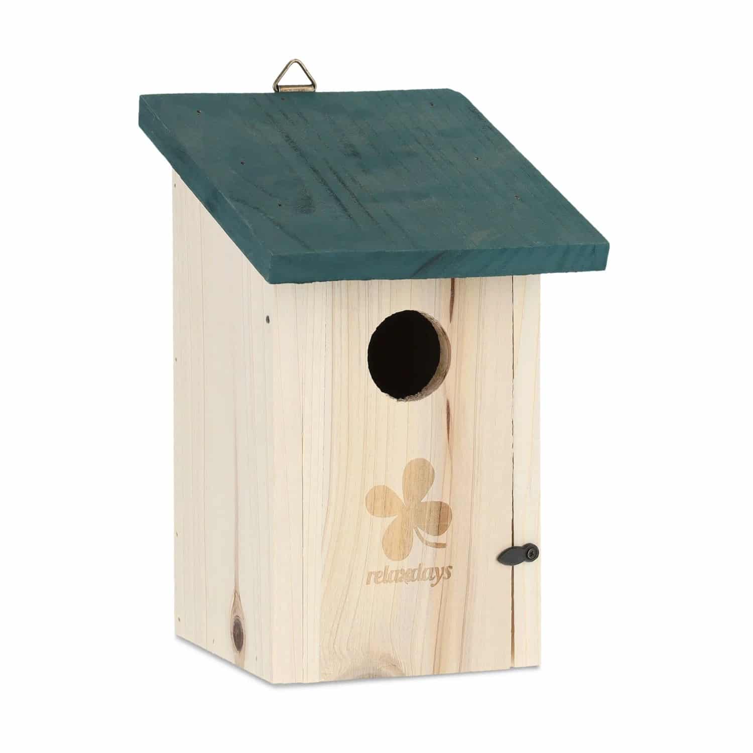 Relaxdays Nistkasten Tannenholz Natur Grün Aufklappbar 22 cm x 14 cm x 15 cm