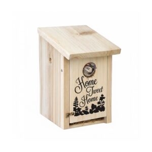 Relaxdays Nistkasten Tannenholz Stahl Natur Aufklappbar Home-Tweet-Home-Aufschrift 22 cm x 12 cm x 15 cm 0