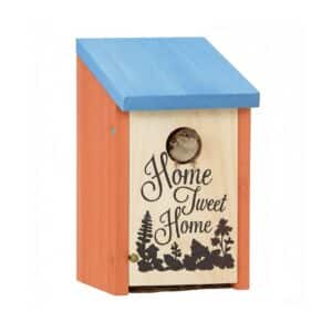 Relaxdays Nistkasten Tannenholz Stahl Orange Aufklappbar Home-Tweet-Home-Aufschrift 22 cm x 12 cm x 15 cm 0