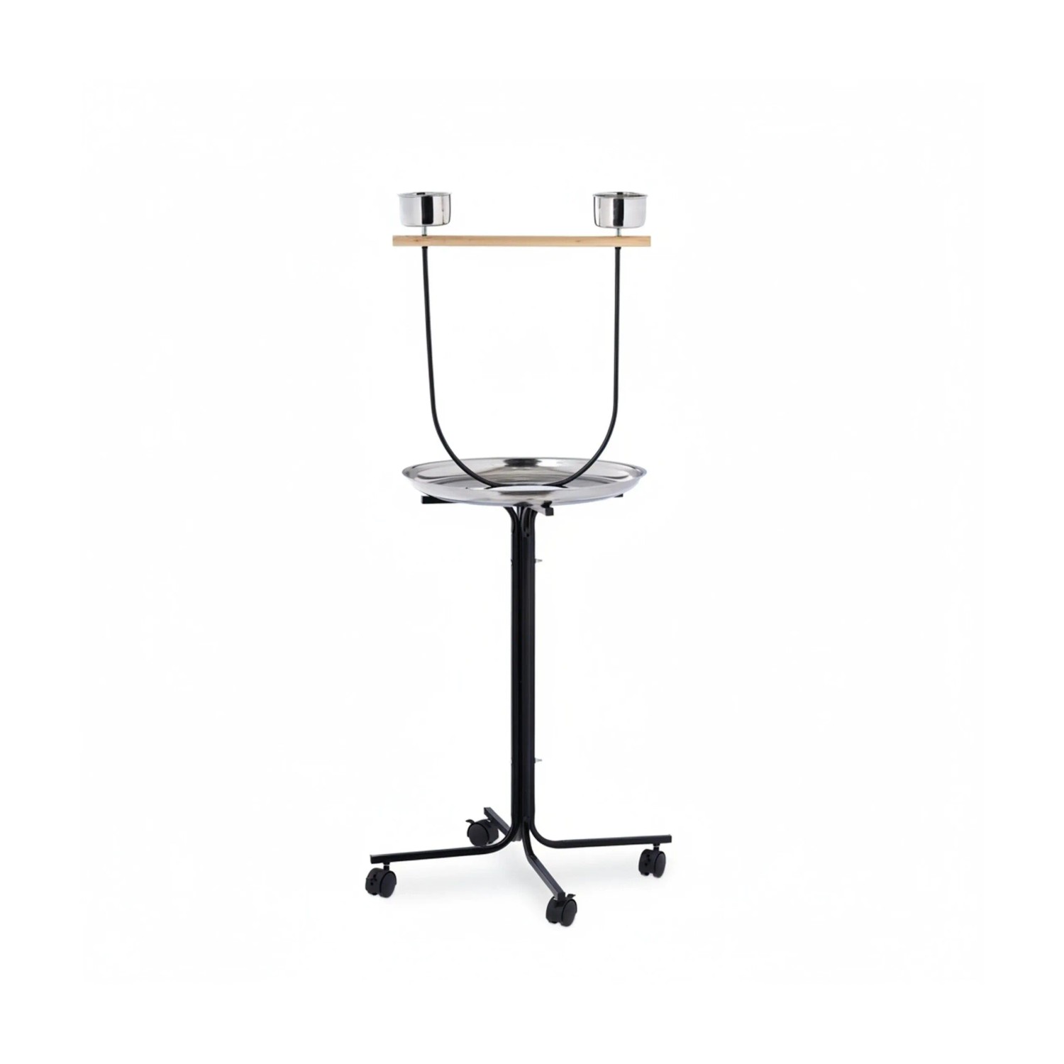 Relaxdays Papageienfreisitz Stahl Holz Kunststoff Schwarz Silber mit Rollen 130 cm x 60 cm x 60 cm 2