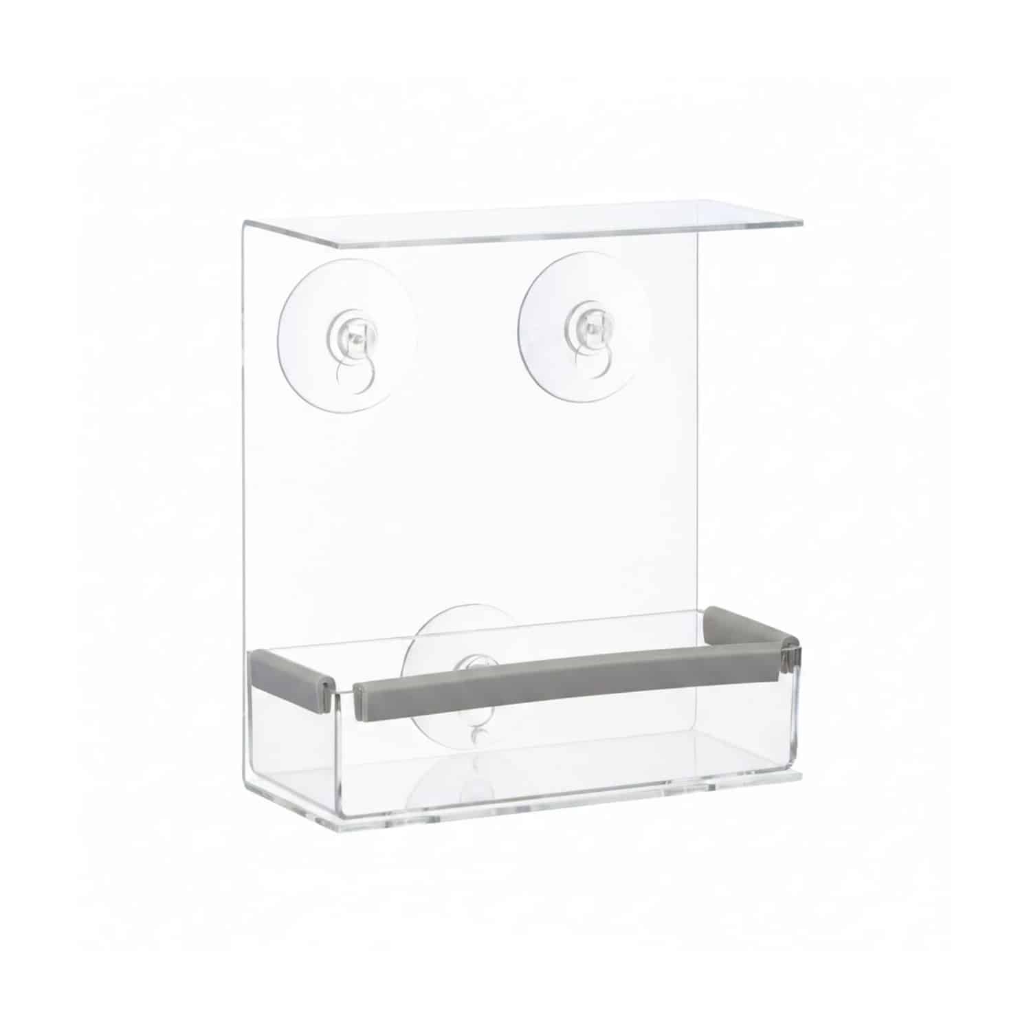 Relaxdays Vogelfutterhaus Acryl Transparent für Fenster mit Saugnäpfen 16