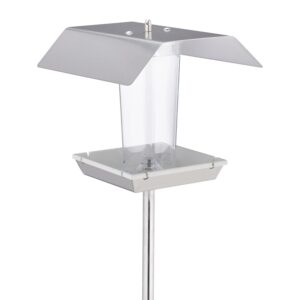 Relaxdays Vogelfutterhaus Edelstahl Silber mit Ständer 167 cm x 17
