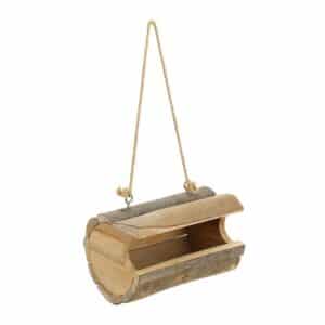 Relaxdays Vogelfutterhaus Holz Natur mit Aufhängung 12 cm x 18 cm x 12