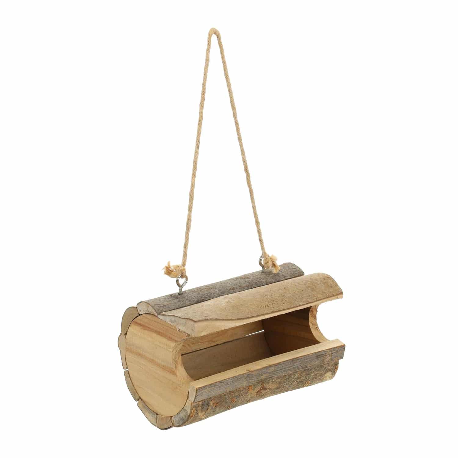 Relaxdays Vogelfutterhaus Holz Natur mit Aufhängung 12 cm x 18 cm x 12