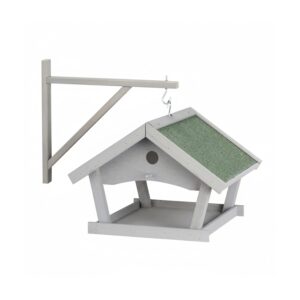 Relaxdays Vogelfutterhaus Holz Stein Grau Grün Mit Wandhalterung 45 cm x 60 cm 2