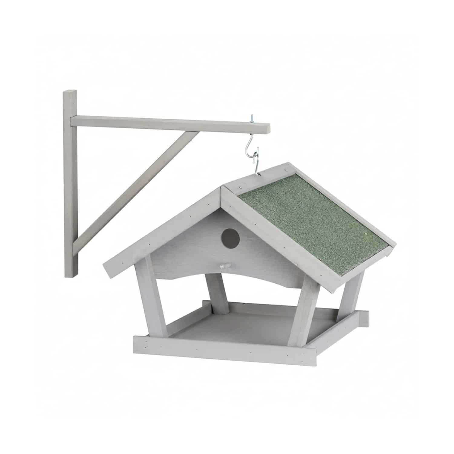 Relaxdays Vogelfutterhaus Holz Stein Grau Grün Mit Wandhalterung 45 cm x 60 cm 2