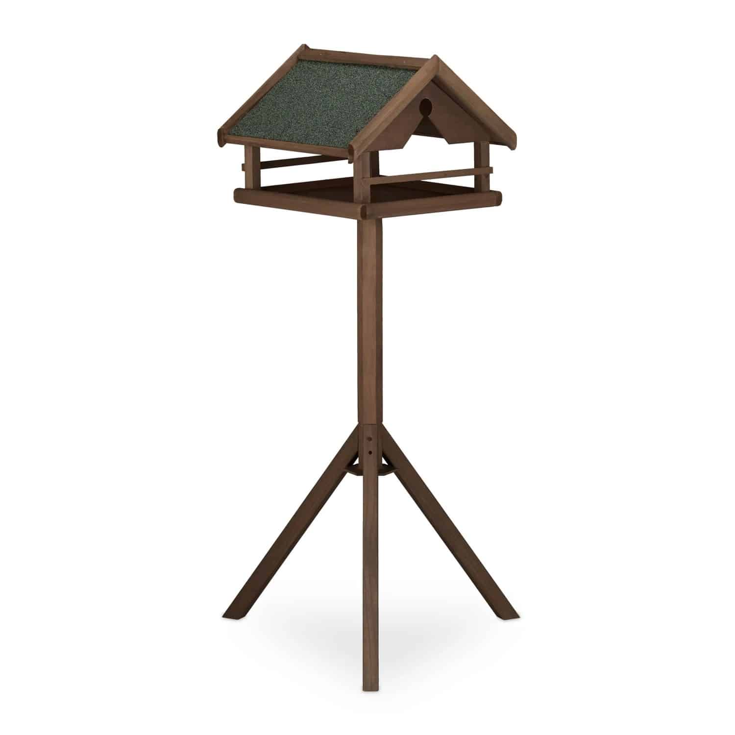 Relaxdays Vogelfutterhaus Tannenholz Dunkelbraun Grün mit Ständer 120 cm x 62 cm x 55 cm 3