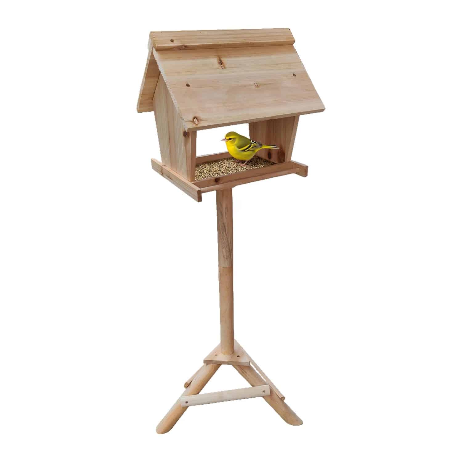 Relaxdays Vogelfutterhaus Tannenholz Natur Freistehend 107 cm x 32 cm x 27 cm 2