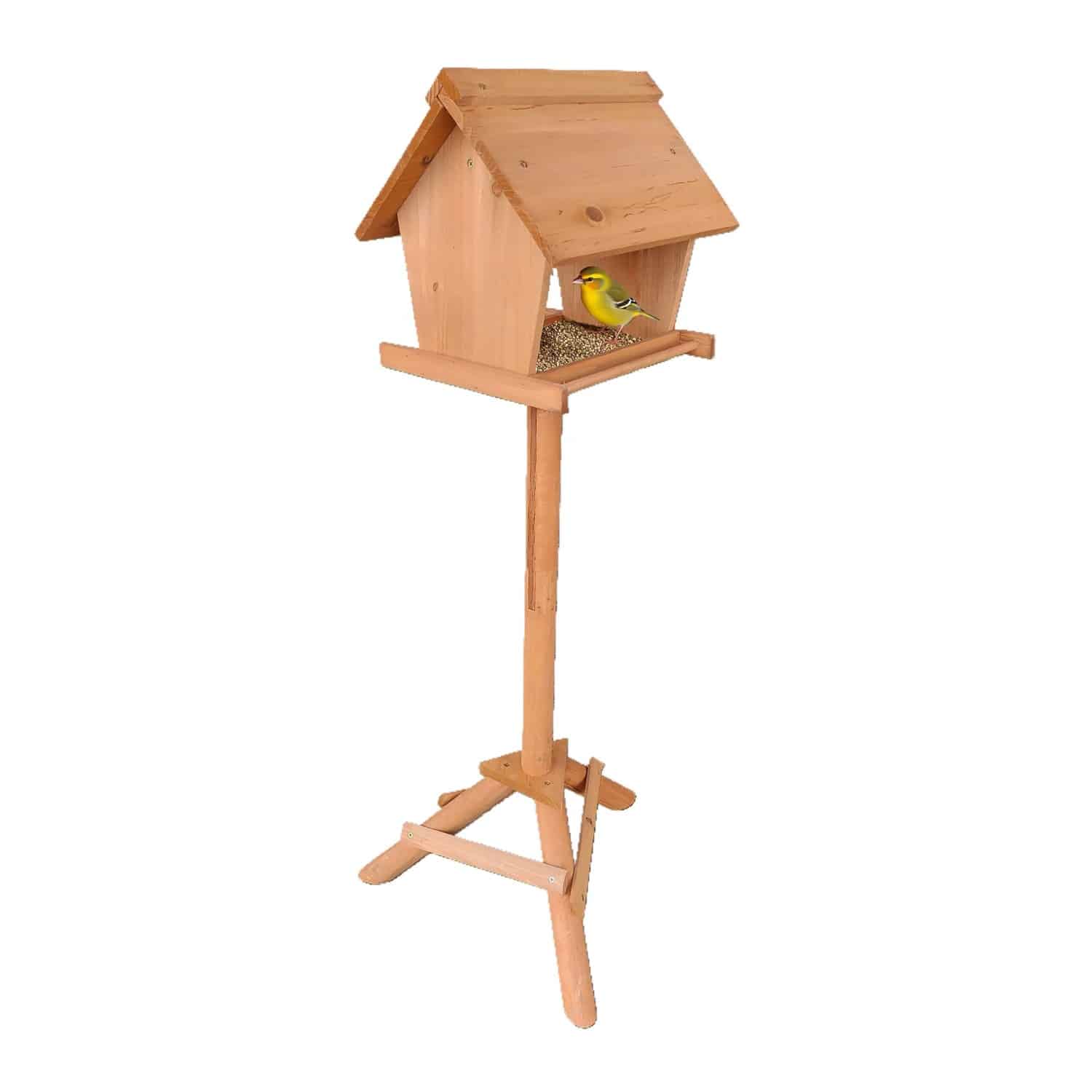 Relaxdays Vogelfutterhaus Tannenholz Orange Freistehend 107 cm x 32 cm x 27 cm 2