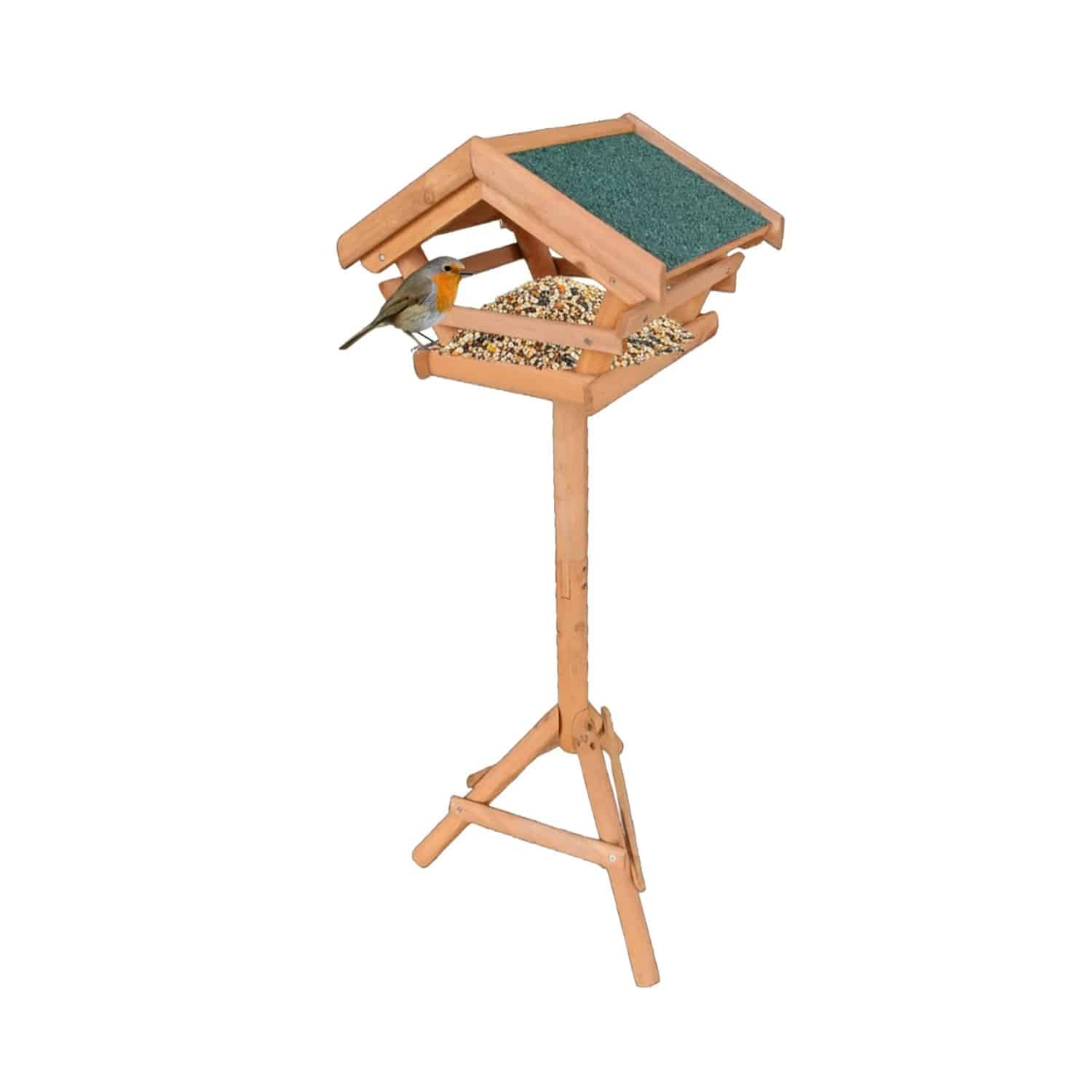 Relaxdays Vogelfutterhaus Tannenholz Orange mit Ständer 103 cm x 37 cm x 28 cm 2
