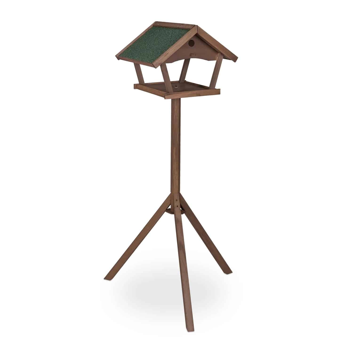 Relaxdays Vogelfutterhaus mit Ständer Tannenholz Braun Grün Wetterfest 139 cm x 70 cm x 60 cm 4