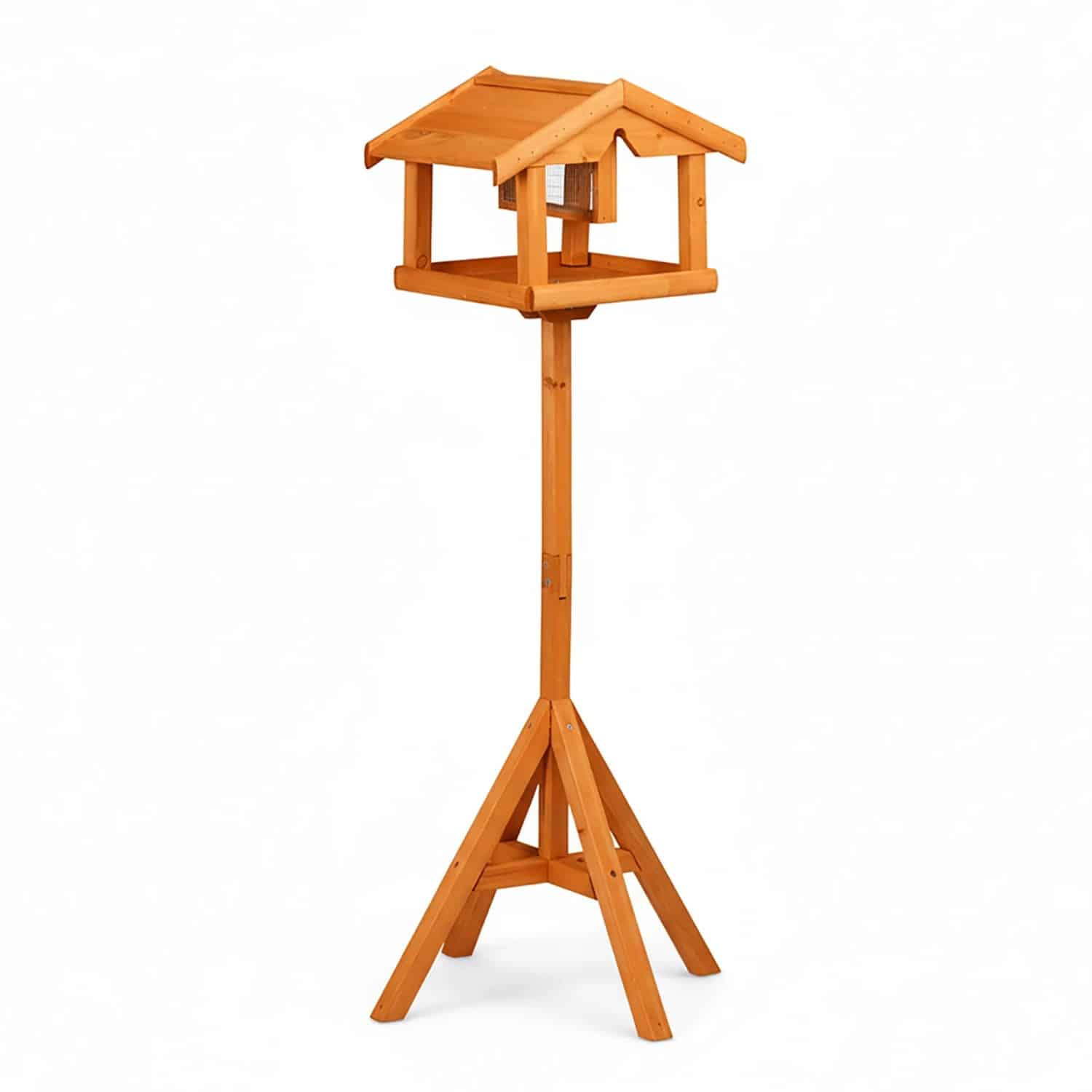Relaxdays Vogelfutterhaus mit Ständer Tannenholz Orange Imprägniert 117 cm x 50 cm x 50 cm 2