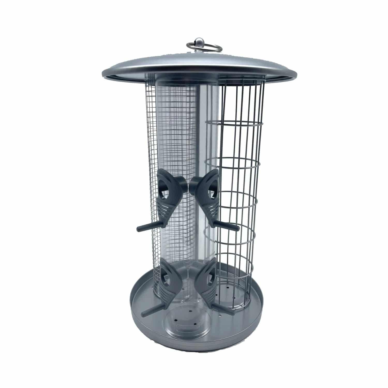 Relaxdays Vogelfutterstation Eisen Kunststoff Silber 3-in-1 Wetterfest Zum Aufhängen 34