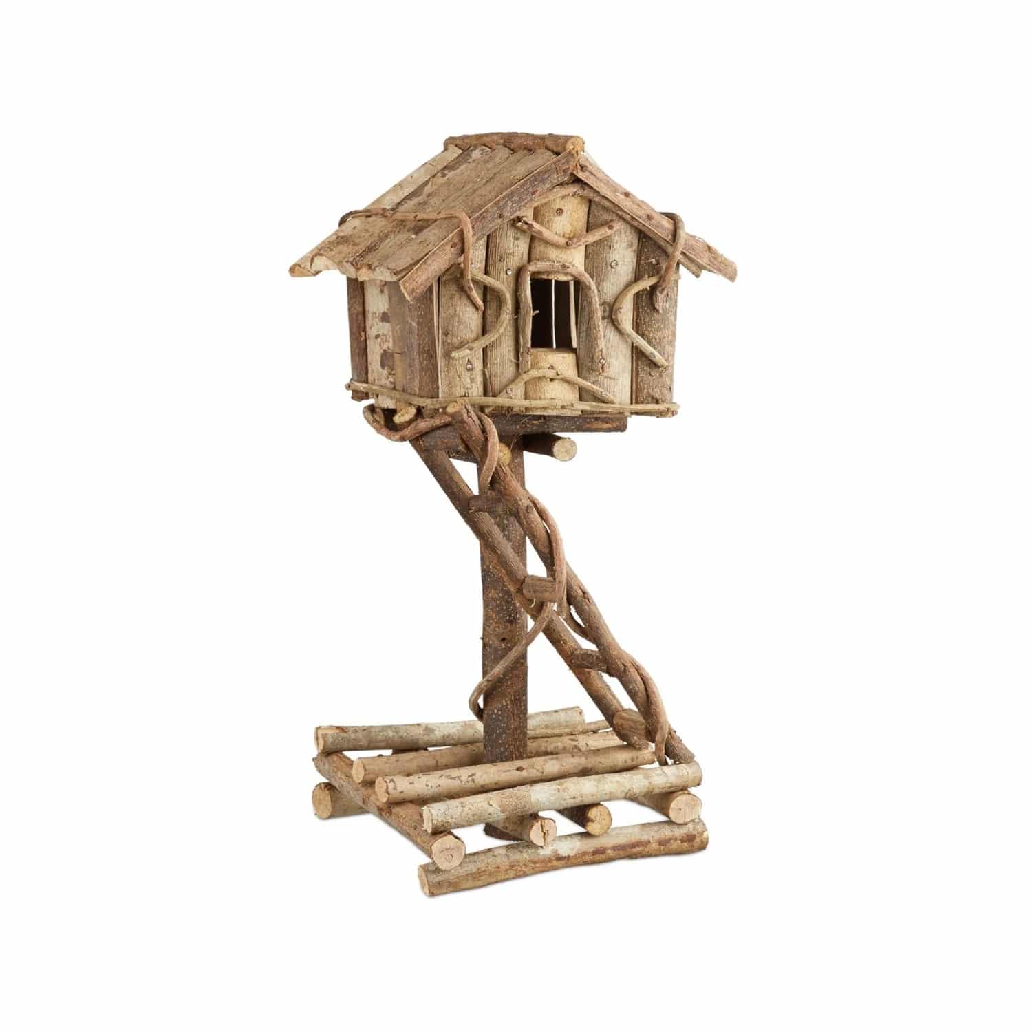 Relaxdays Vogelhaus Holz Natur Stehend Handgefertigt 42 cm x 21 cm x 17 cm 780 g