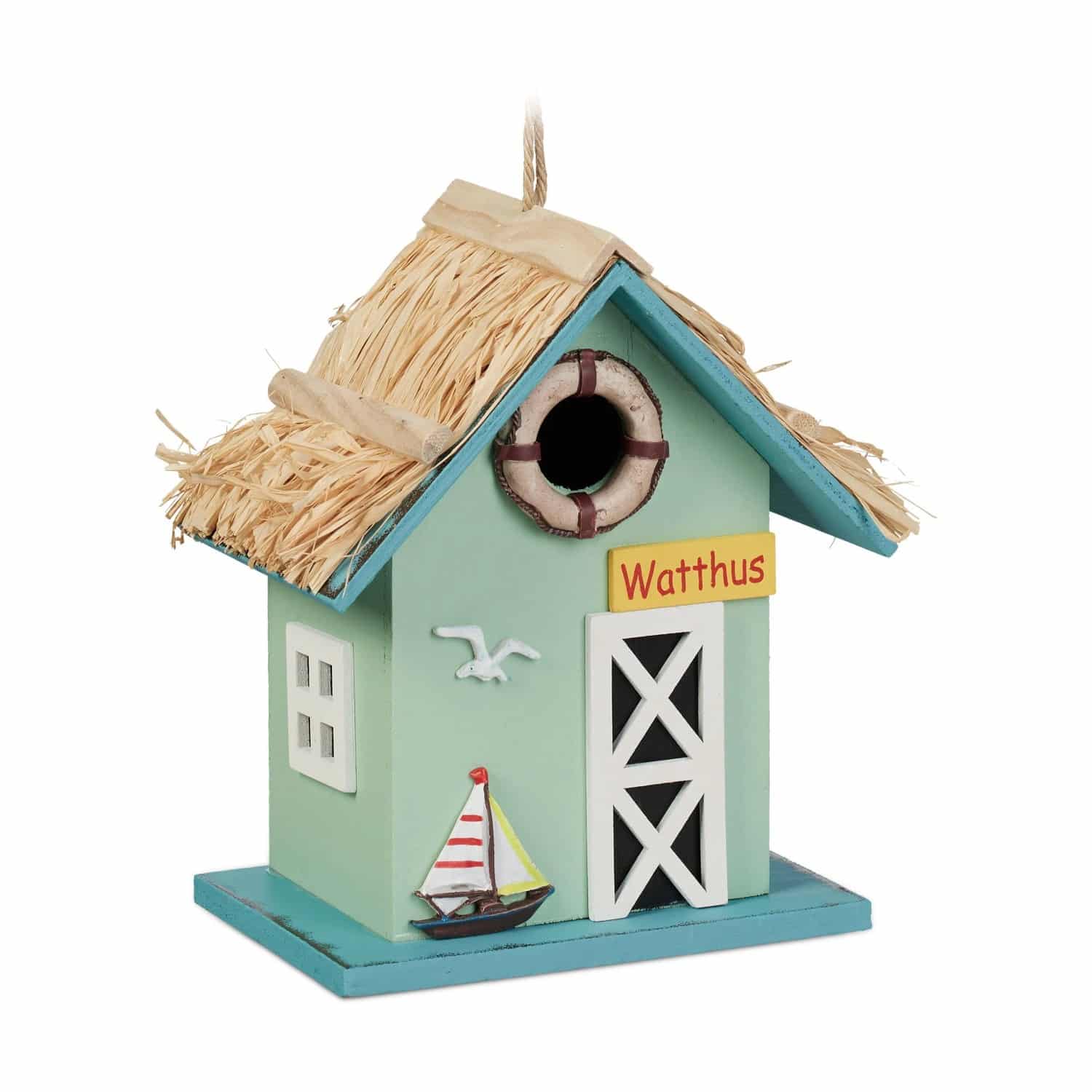 Relaxdays Vogelhaus Pappelholz Kiefernholz Bunt Wetterfest 24