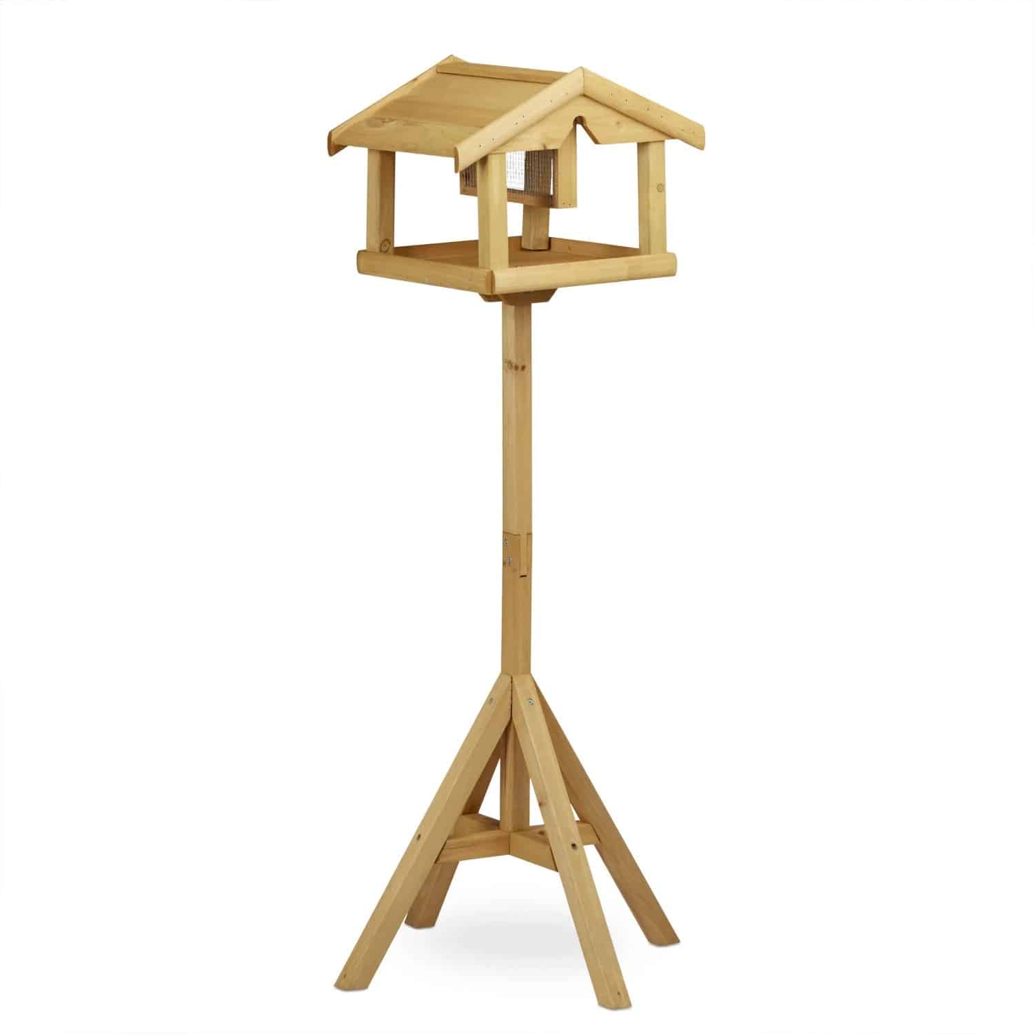 Relaxdays Vogelhaus Tannenholz Natur Imprägniert mit Ständer 117 cm x 50 cm x 50 cm 2