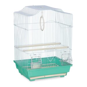 Relaxdays Vogelkäfig Stahl Grün mit Sitzstangen 49