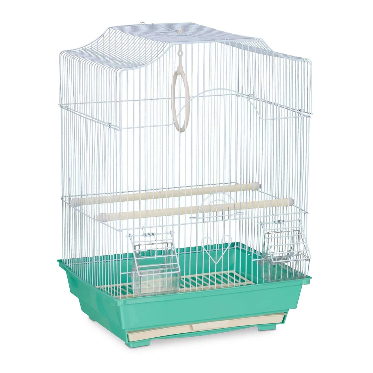 Relaxdays Vogelkäfig Stahl Grün mit Sitzstangen 49