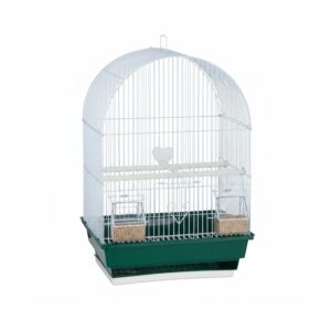 Relaxdays Vogelkäfig Stahl Polypropylen Weiß Grün mit Schaukel 49