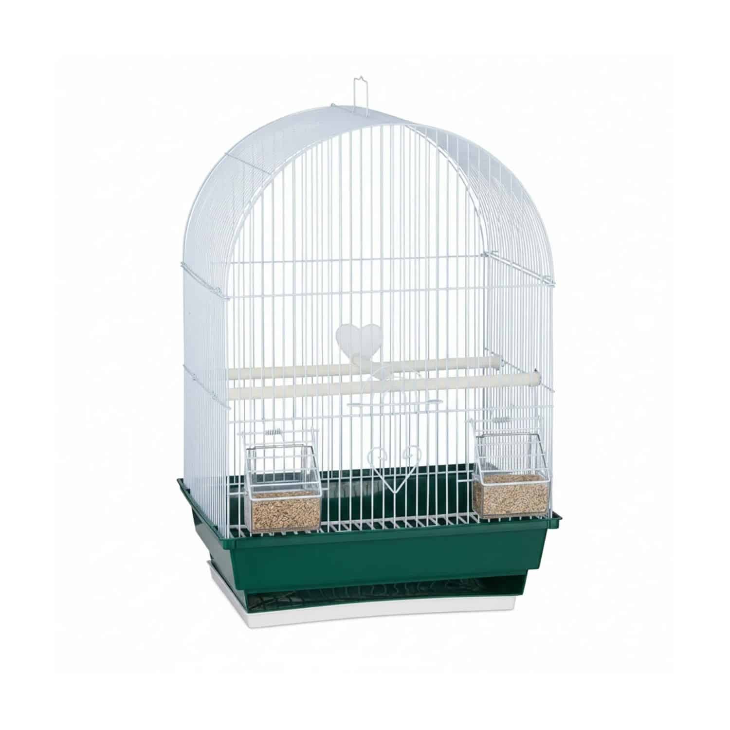 Relaxdays Vogelkäfig Stahl Polypropylen Weiß Grün mit Schaukel 49