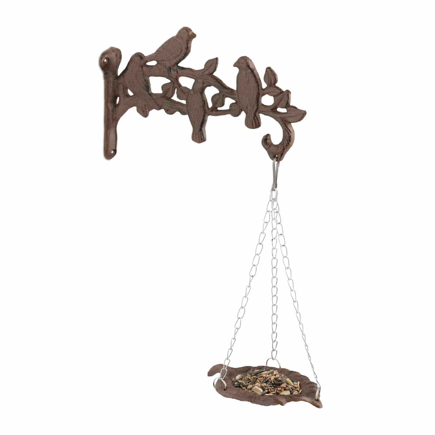 Relaxdays Vogeltränke Gusseisen Braun Wandbefestigung 42 cm x 25 cm x 10