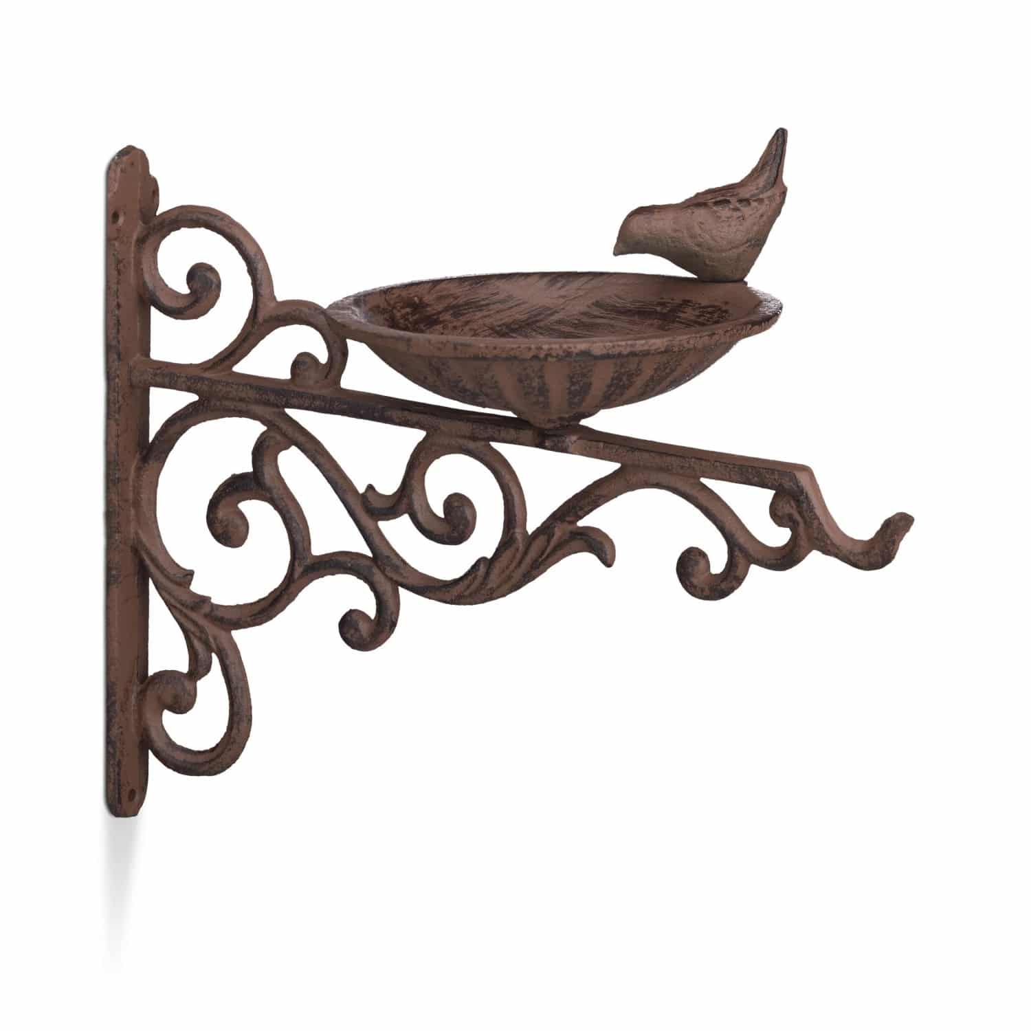 Relaxdays Vogeltränke Gusseisen Braun Wetterfest Rostfrei Frostsicher 24 cm x 28 cm x 14 cm 1