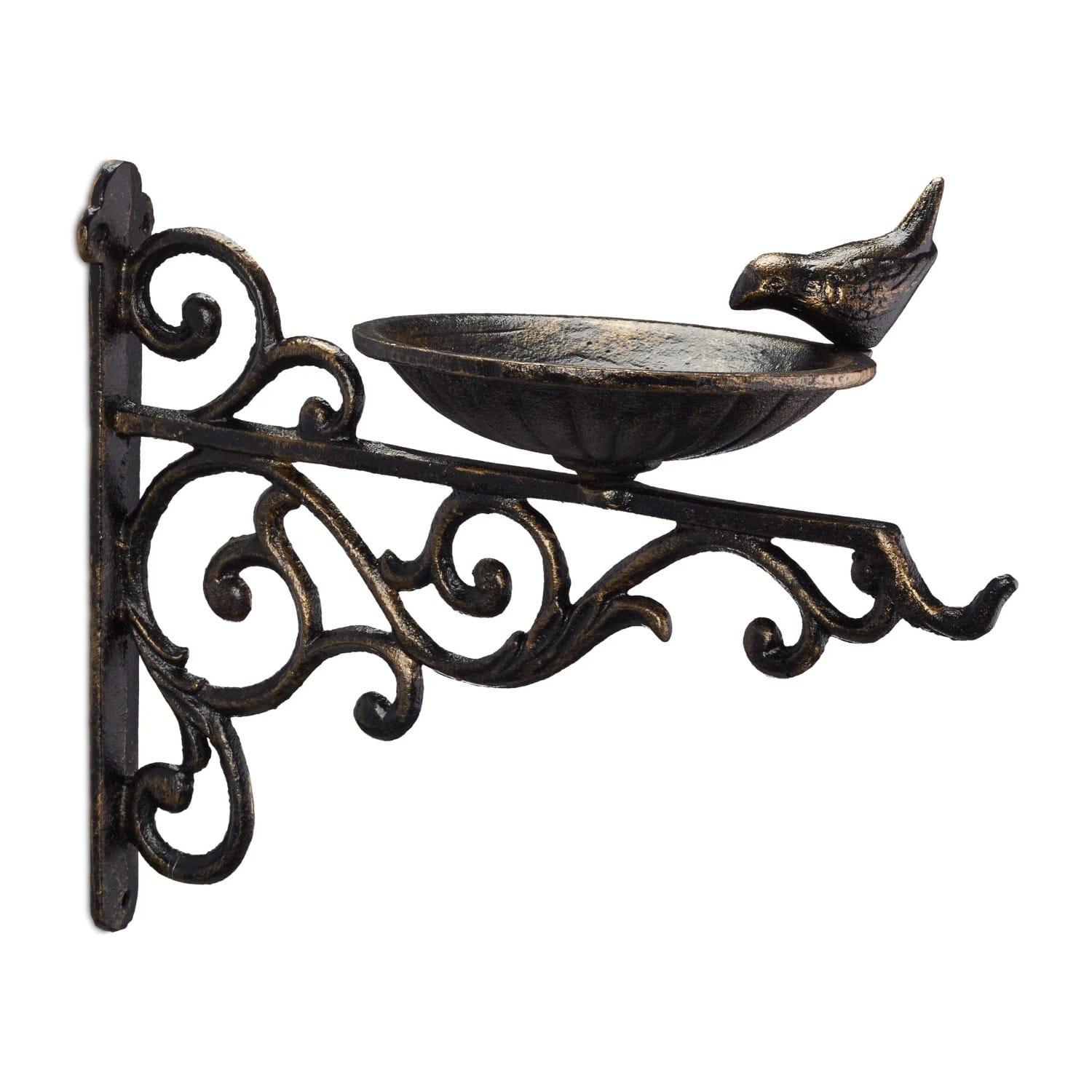 Relaxdays Vogeltränke Gusseisen Bronze Wetterfest 24 x 28 x 14 cm 1